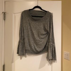 Express  Light Grey Comfy Sweater w Bell Sleeves